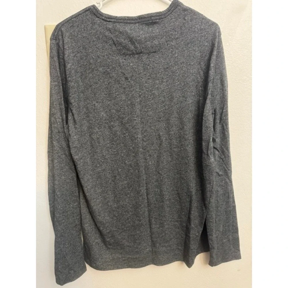 Banana Republic Mens Quick Dry Long Sleeve T-Shirt Heather Gray Pocket Size M